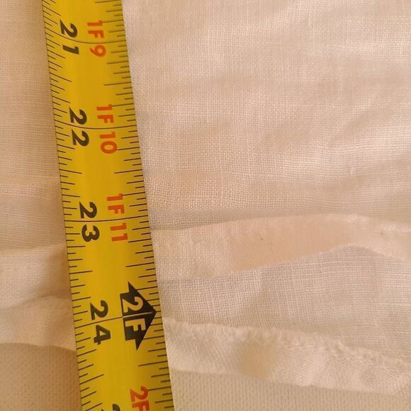 Beyond Capri Womens Linen Blouse Side Tie Quarter Sleeve Button White OS - Picture 7 of 13